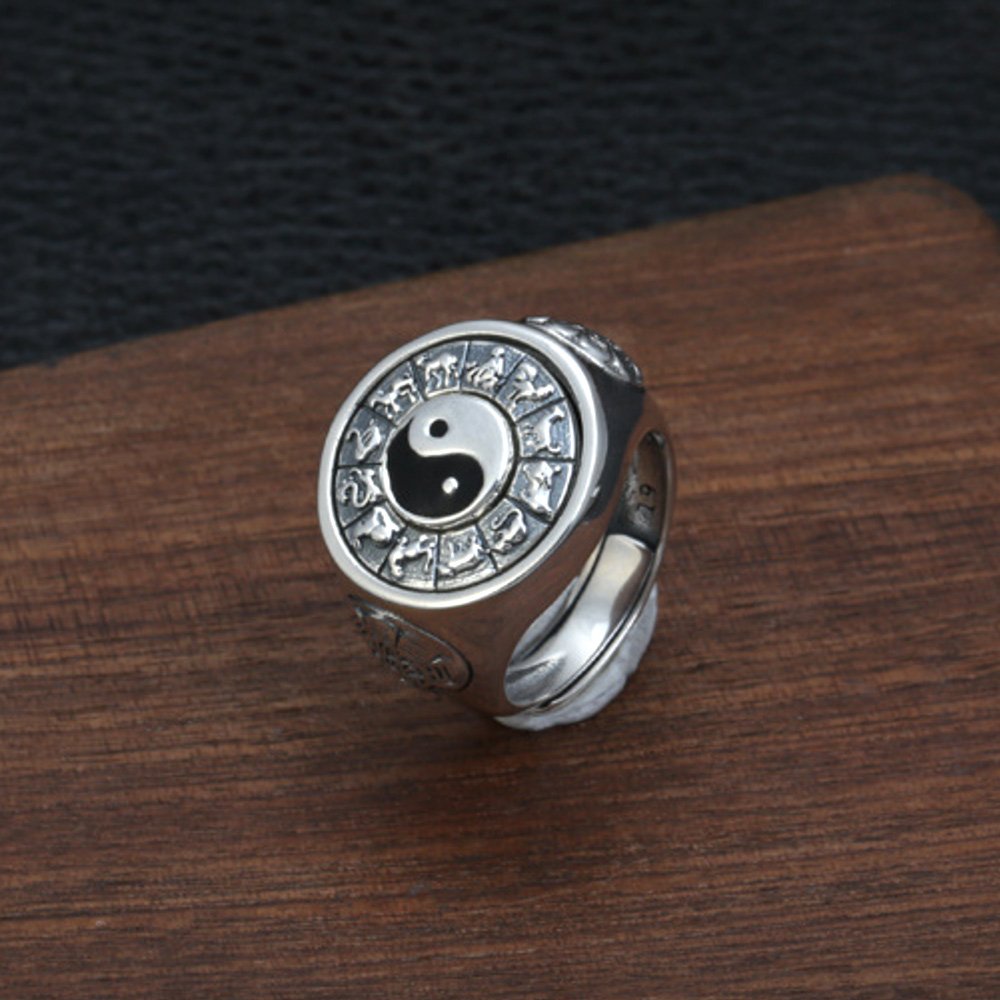 Men's Sterling Silver Taiji Spinner Ring