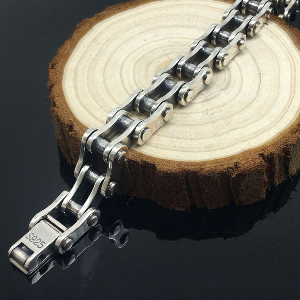 Men's Sterling Silver Thick Bike Chain Bracelet