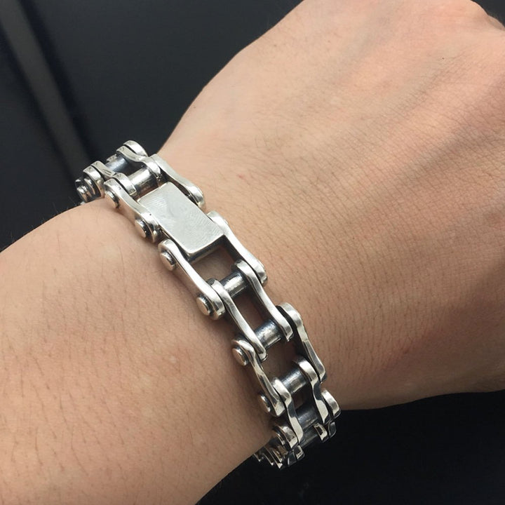 Men's Sterling Silver Thick Bike Chain Bracelet