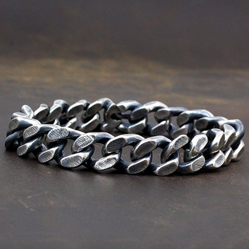 Men's Sterling Silver Thick Curb Chain Bracelet