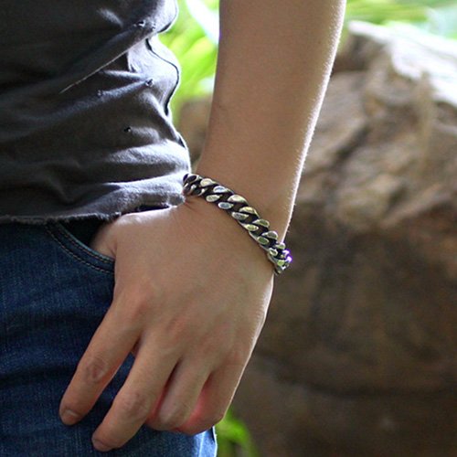 Men's Sterling Silver Thick Curb Chain Bracelet