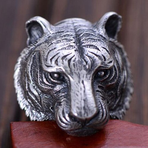 Men's Sterling Silver Tiger Head Ring