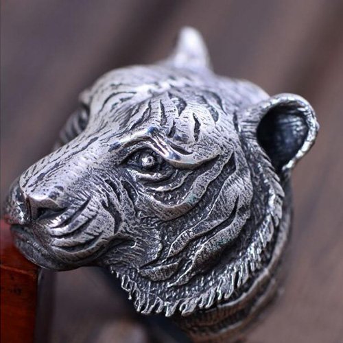 Men's Sterling Silver Tiger Head Ring