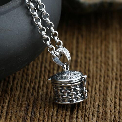 Men's Sterling Silver Treasure Box Necklace