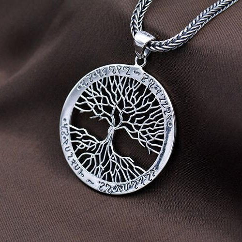 Men's Sterling Silver Tree Necklace