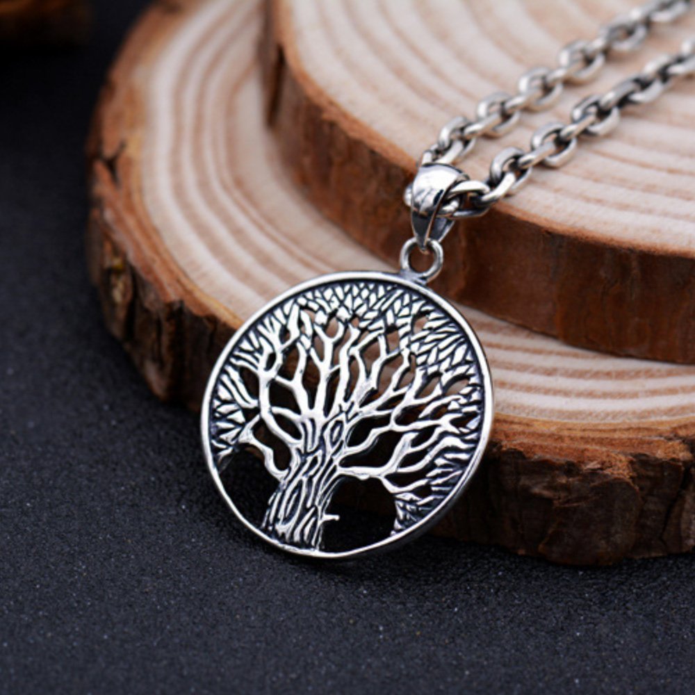 Men's Sterling Silver Tree of Life Pendant Necklace