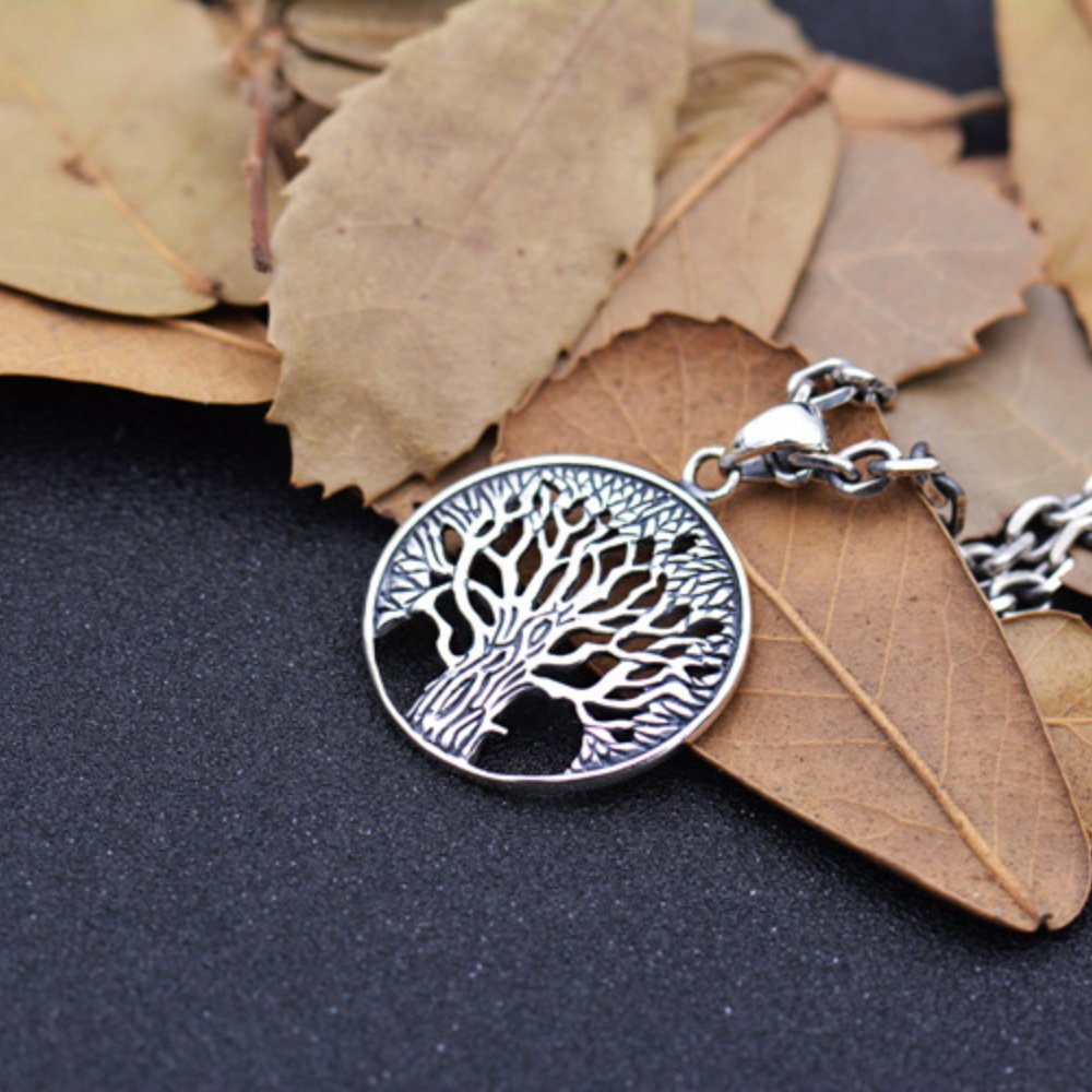 Men's Sterling Silver Tree of Life Pendant Necklace