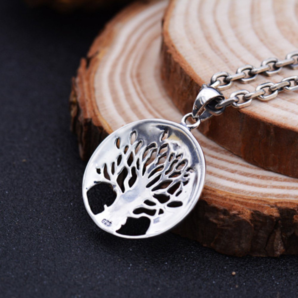 Men's Sterling Silver Tree of Life Pendant Necklace