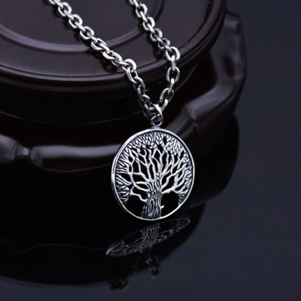 Men's Sterling Silver Tree of Life Pendant Necklace