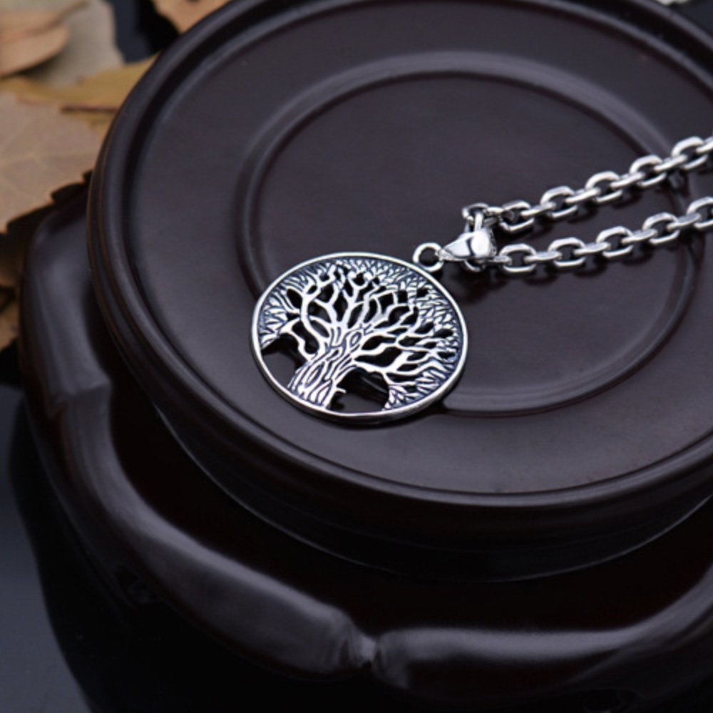 Men's Sterling Silver Tree of Life Pendant Necklace