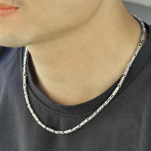 4 mm Men's Sterling Silver Tube Chain 18"-24"