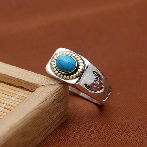 Men's Sterling Silver Turquoise Ring