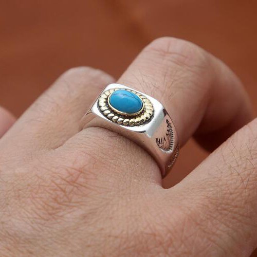 Men's Sterling Silver Turquoise Ring