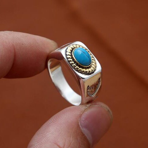 Men's Sterling Silver Turquoise Ring