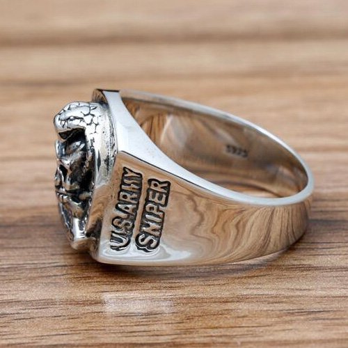 Men's Sterling Silver US Army Sniper Ring