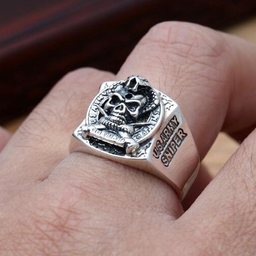 Men's Sterling Silver US Army Sniper Ring