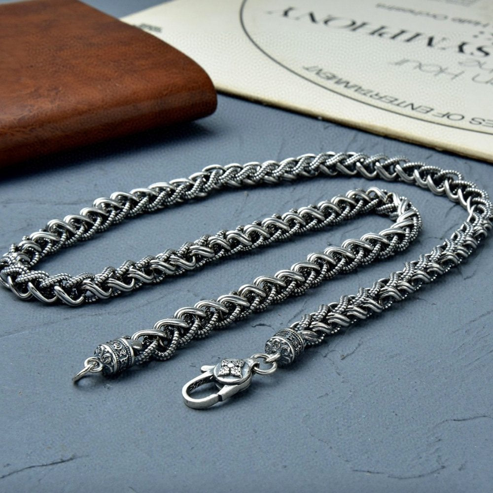 7 mm Men's Sterling Silver Vajra Clasp Braided Chain - Jewelry1000.com