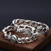 Men's Sterling Silver Vajra Clasp Curb Chain Bracelet