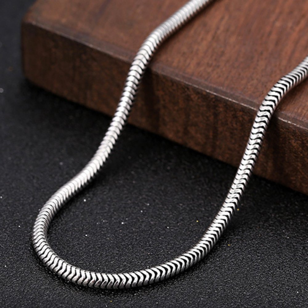 3 mm Men's Sterling Silver Vajra Clasp Snake Chain 20”-28”