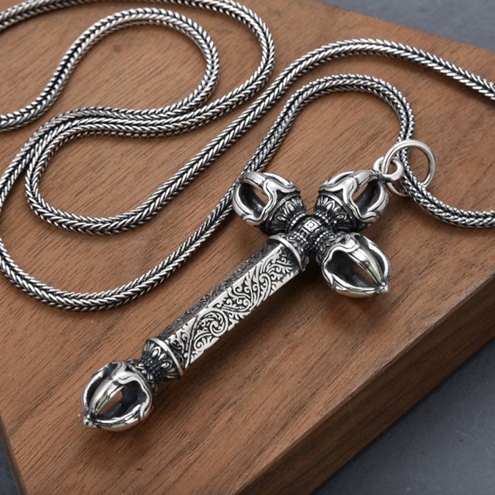 Men's Sterling Silver Vajra Necklace