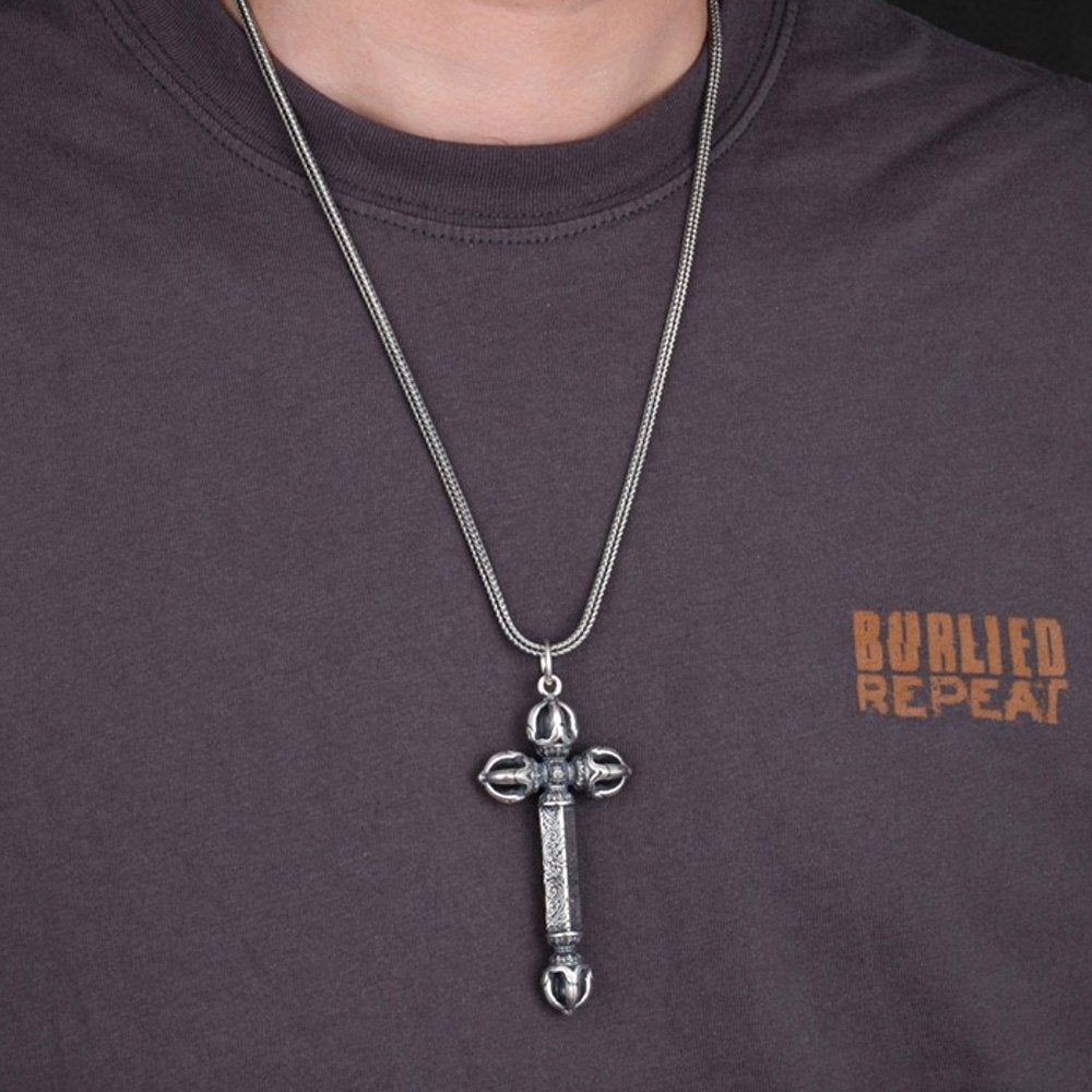 Men's Sterling Silver Vajra Necklace - Jewelry1000.com