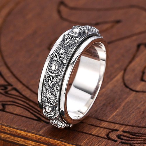 Men's Sterling Silver Vajra Spinner Ring