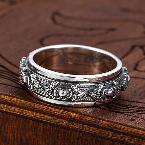 Men's Sterling Silver Vajra Spinner Ring