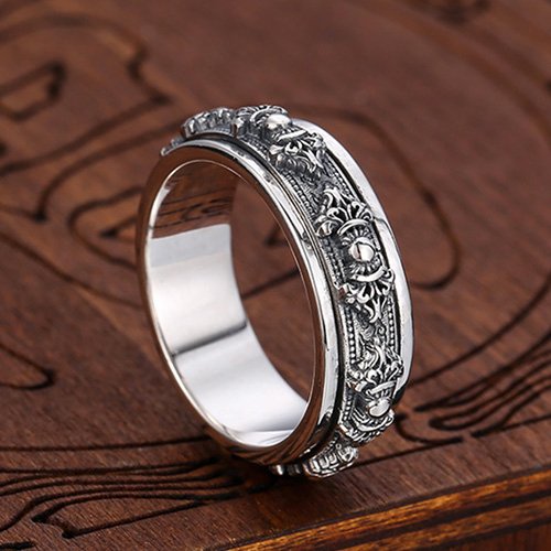 Men's Sterling Silver Vajra Spinner Ring