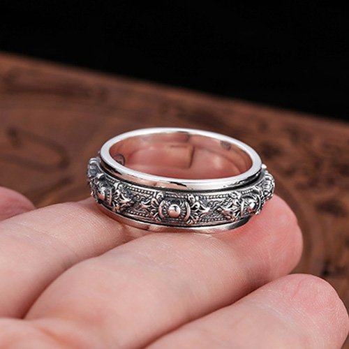 Men's Sterling Silver Vajra Spinner Ring