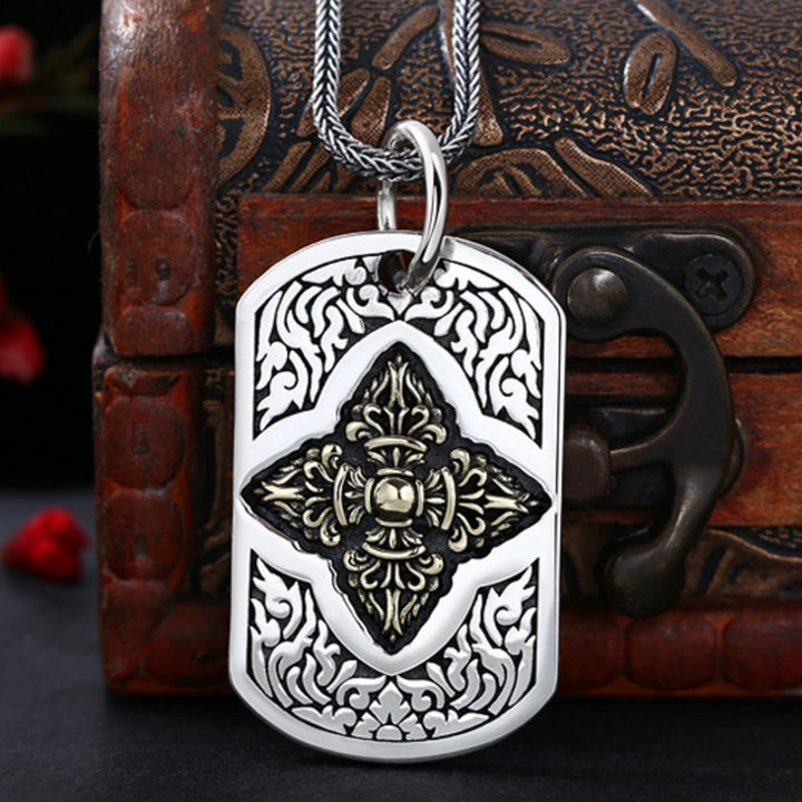 Men's Sterling Silver Vajra Tag Necklace