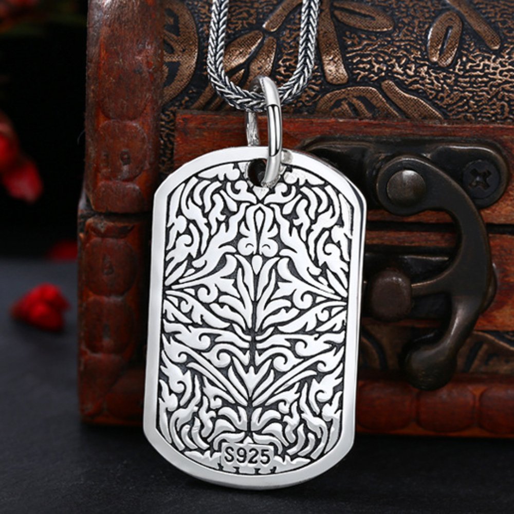 Men's Sterling Silver Vajra Tag Necklace
