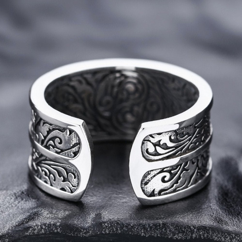 Men's Sterling Silver Vajra Wide Ring