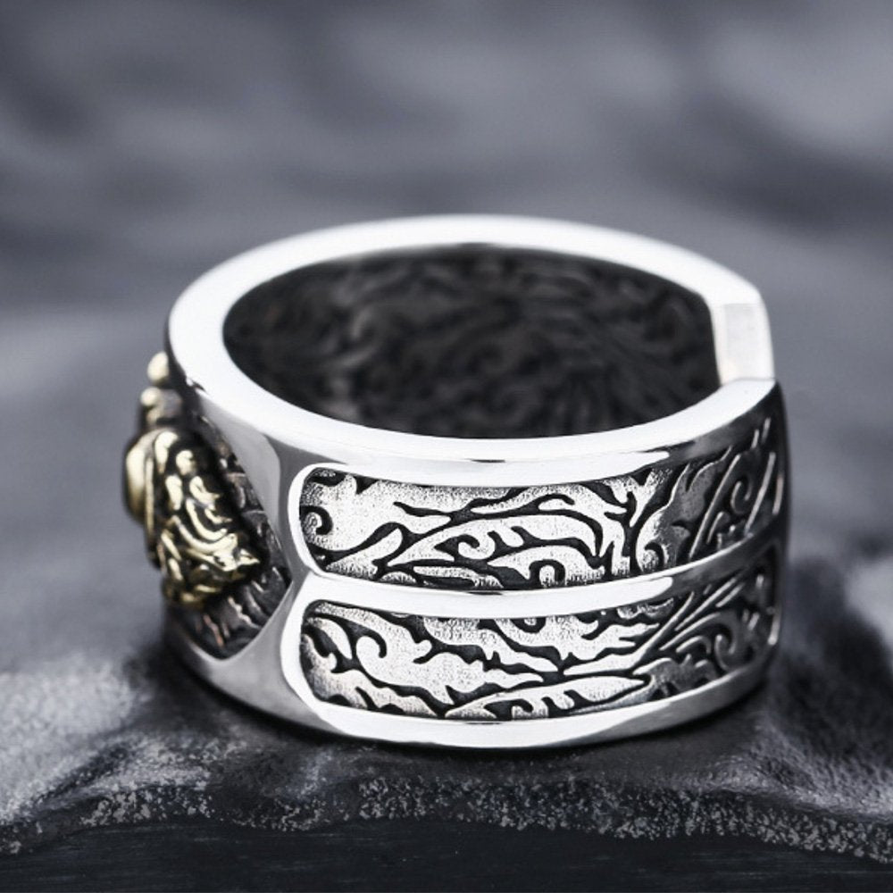 Men's Sterling Silver Vajra Wide Ring