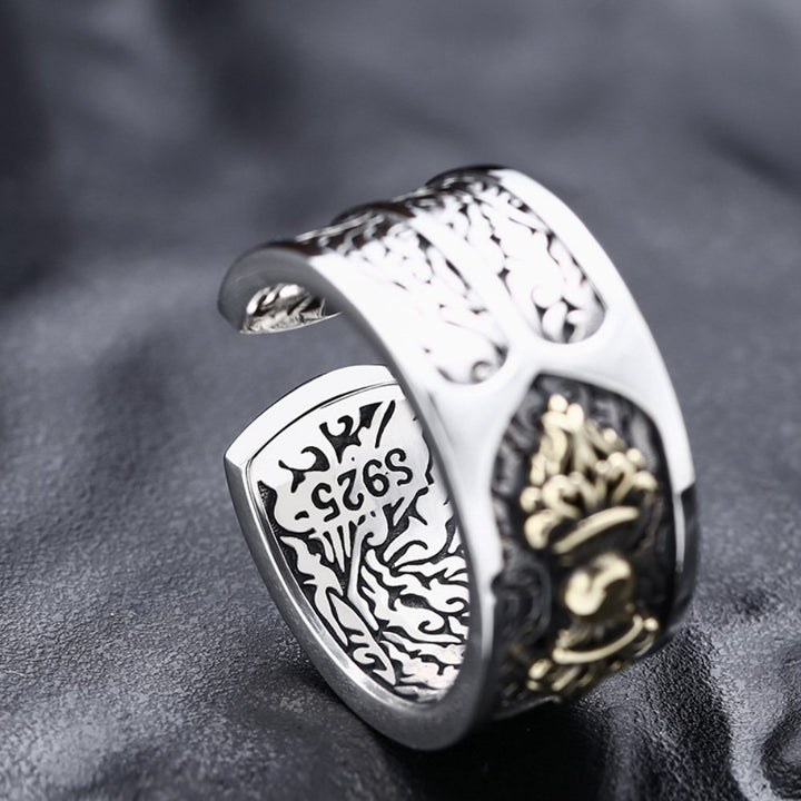 Men's Sterling Silver Vajra Wide Ring