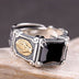 Men's Sterling Silver Virgin Mary Black Onyx Ring