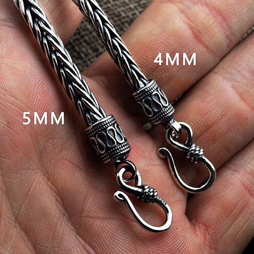 4-5 mm Men's Sterling Silver Wheat Chain 18”-24”