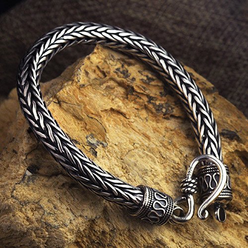 Men's Sterling Silver Wide Wheat Chain Bracelet