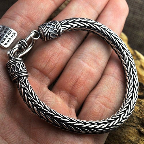 Men's Sterling Silver Wide Wheat Chain Bracelet