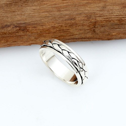 Men's Sterling Silver Braided Spinner Ring