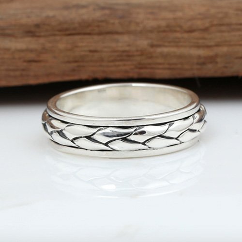 Men's Sterling Silver Braided Spinner Ring