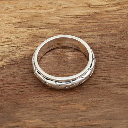 Men's Sterling Silver Braided Spinner Ring