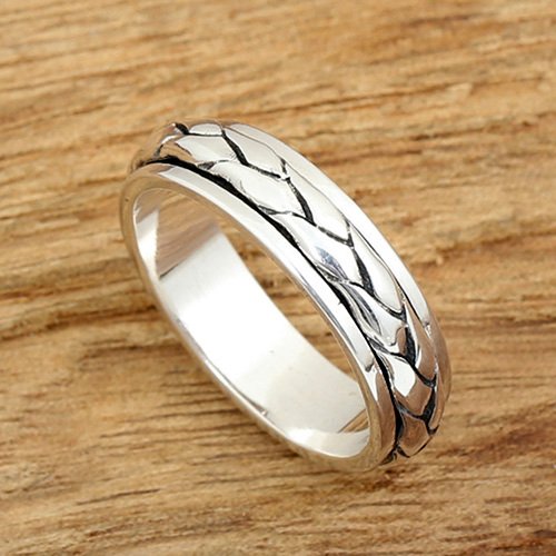 Men's Sterling Silver Braided Spinner Ring