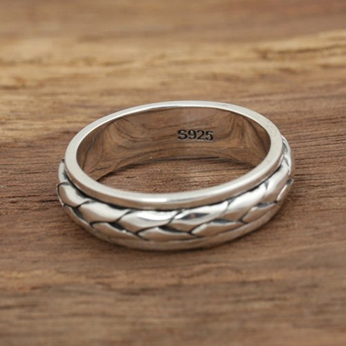 Men's Sterling Silver Braided Spinner Ring