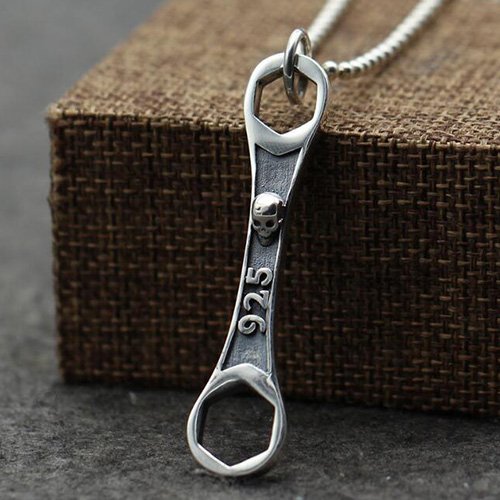 Mens Sterling Silver Wrench Necklace - Main Image