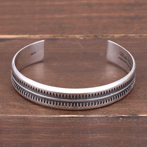 Men's Sterling Silver Zigzag Pattern Cuff Bracelet