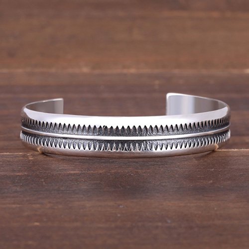 Men's Sterling Silver Zigzag Pattern Cuff Bracelet