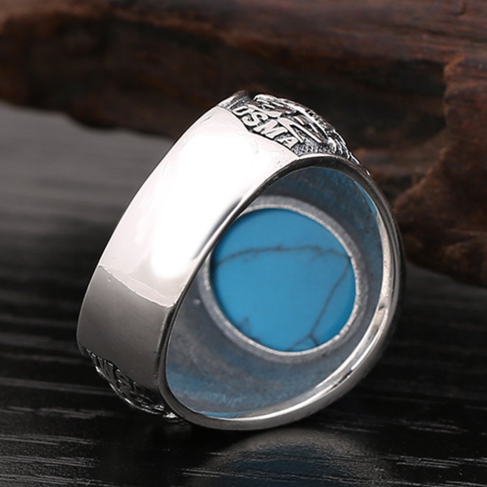 Men's Sterling Silver the U.S. Eagle Turquoise Ring