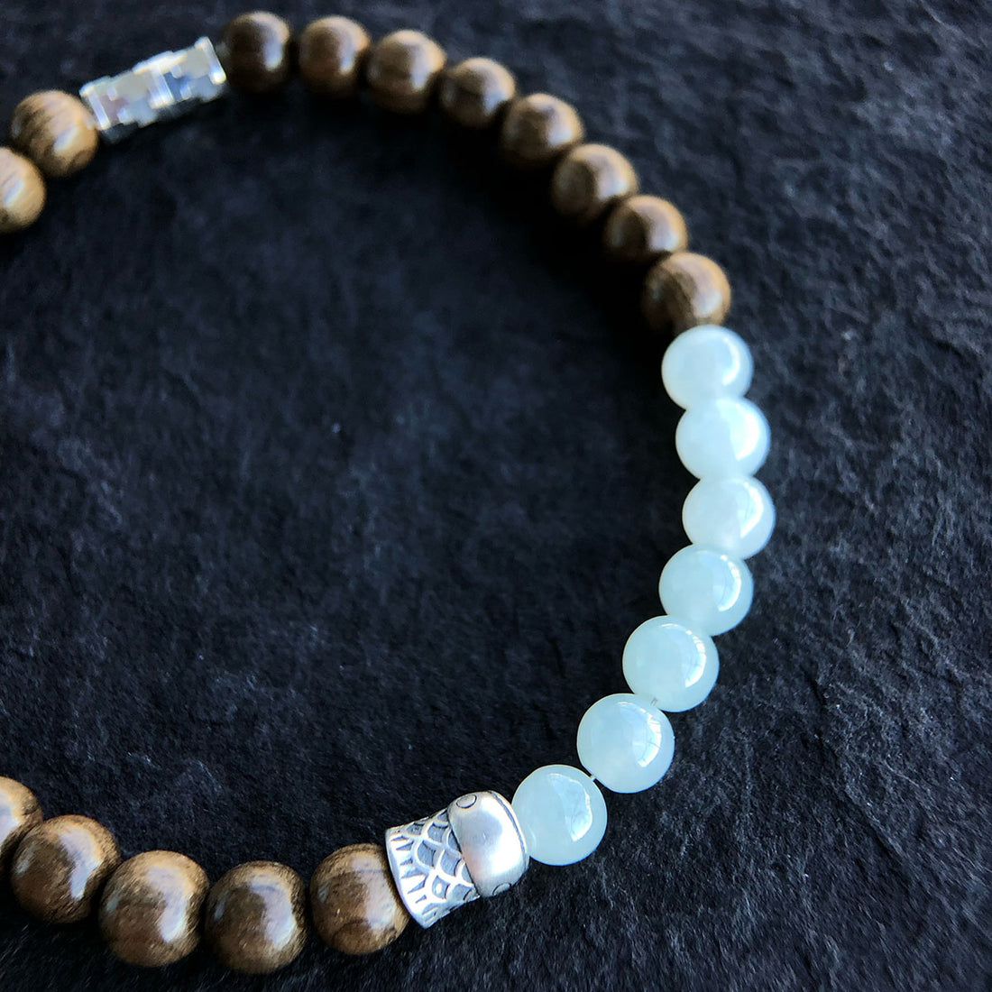 Men’s Sandalwood and Jadeite Jade Bead Bracelet