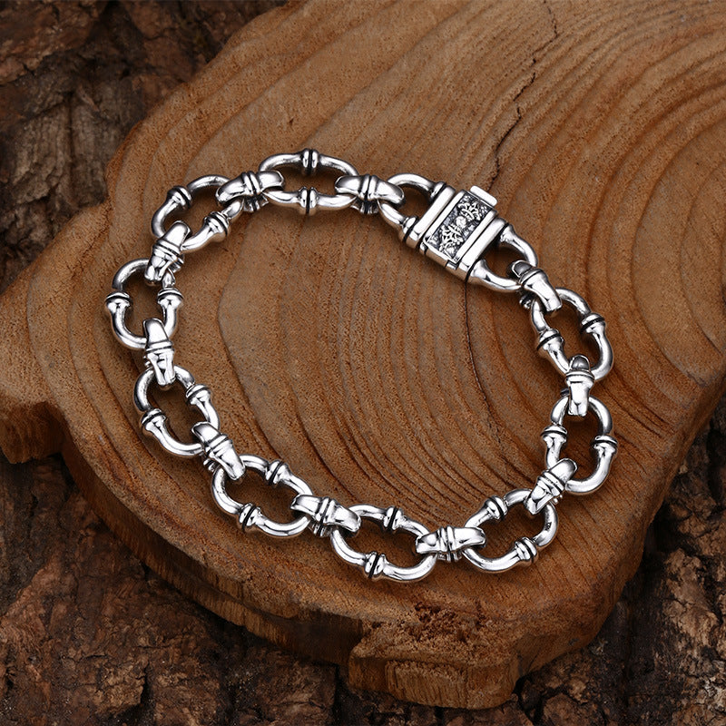 Men’s Sterling Silver Bamboo Link Chain Bracelet