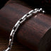 Men’s Sterling Silver Beaded Edge Rectangle Link Bracelet